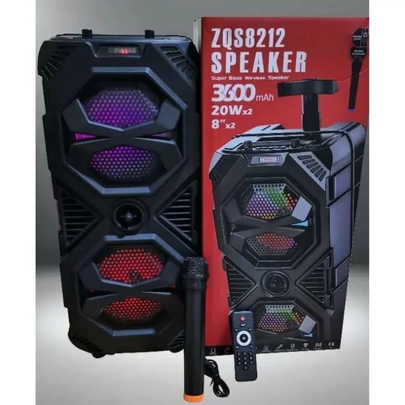اسپیکر شارژی بلوتوثی قابل حمل دبل 8 اینچ مدل ZQS-8212