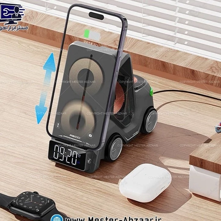شارژر رومیزی وایرلس هوشمند بیسیم 5 کاره برند اسمارت دسکتاپ مدل SMART DESKTOP T20
