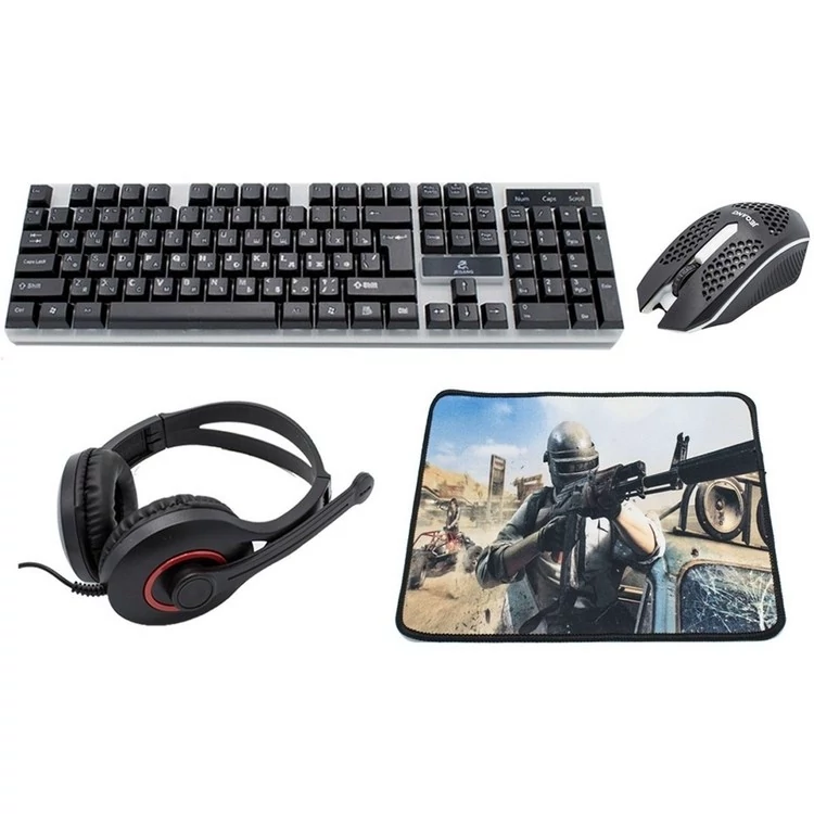 ست کیبورد و ماوس سیم دار گیمینگ به همراه پد ماوس و هدست JEQANG مدل JK-988 Wired gaming keyboard and mouse set with mouse