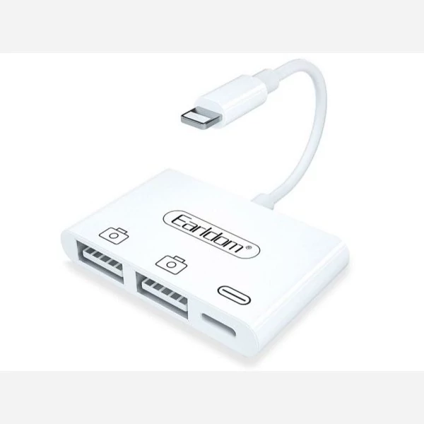 مبدل لایتنینگ به لایتنینگ و دو درگاه OTG ارلدام Earldom OT44 Lightning