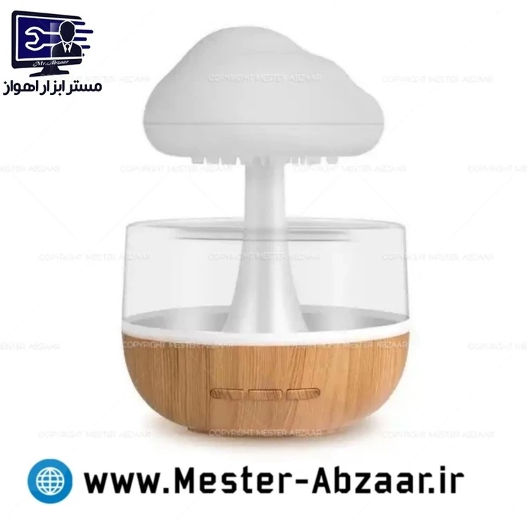 چراغ خواب آباژور رومیزی طرح قارچ باران زا دستگاه شبیه ساز باران و رطوبت 7 رنگ
