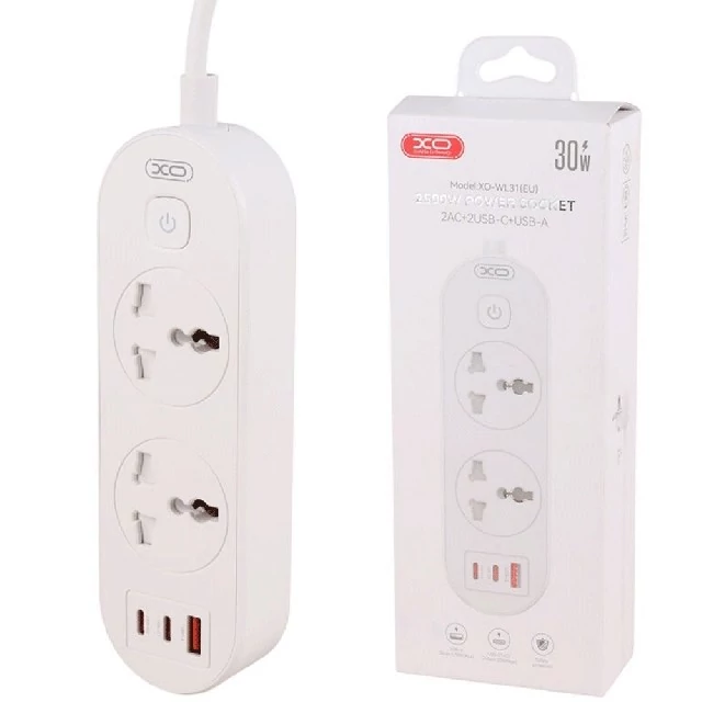 چندراهی برق ایکس او WL31 XO WL31 (EU) Way Electricity Adapter 1.5m With 1 USB And 2 Type-C Por