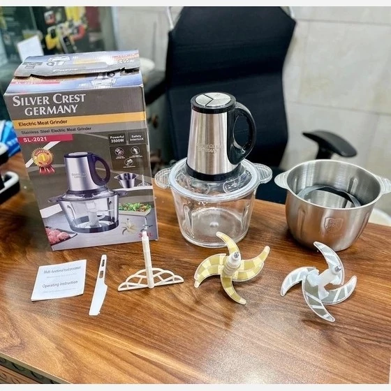 خردکن دوکاسه سیلورکرست -6+4 تیغه تیتانیوم طلایی همراه با همزن و کاردک- قدرت3500W وات- مدل SL2021