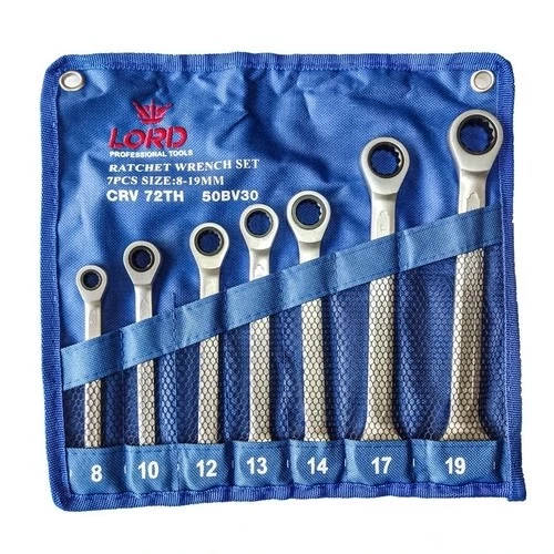 آچار یکسر تخت و یکسر رینگی جغجغه ای لرد مدل AJ-LRD-RAD-7PCS-8.19 مجموعه 7 عددی