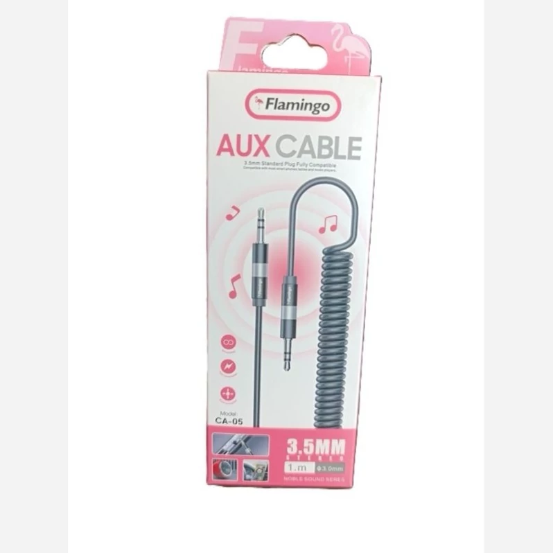 کابل AUX فنری برند فلامینگو (Flamingo) طول 1.2 متر