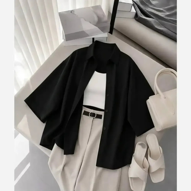 شومیز مانتویی زنانه جنس الیزه فری سایز مناسب سایز 38 تا 46 در رنگبندی متنوع