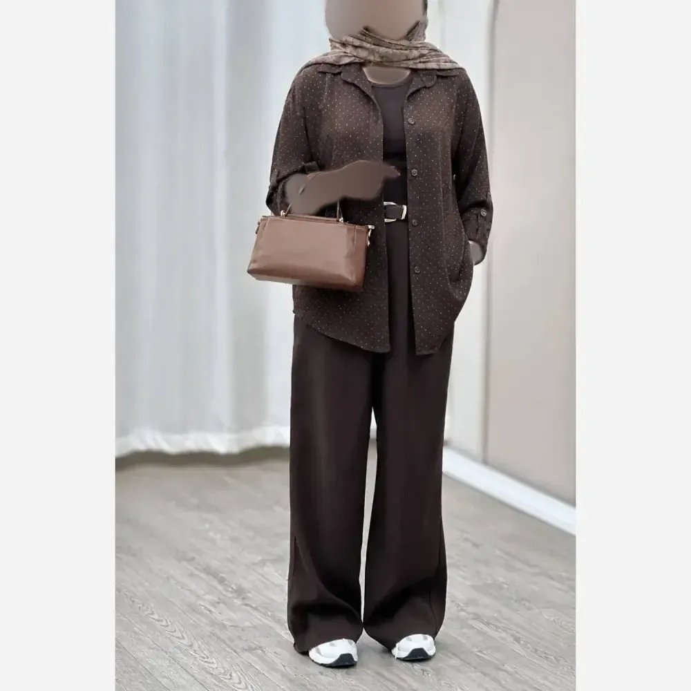 شومیز زنانه نگین دار جنس پری سایز بزرگ 46 تا 50