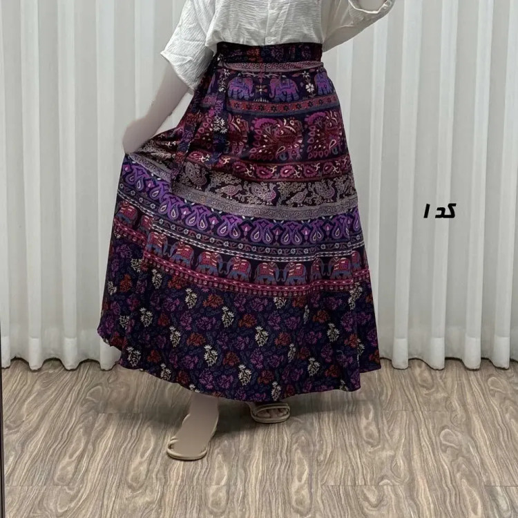 دامن زنانه لنگی کتان فری سایز مناسب تا سایز 52