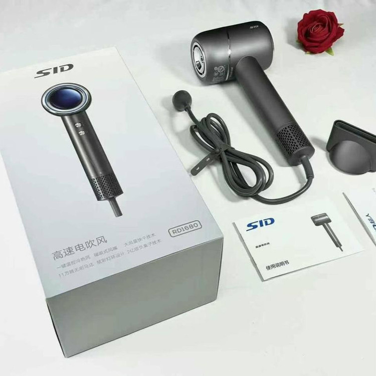 سشوار حرفهای خانگی اس آی دی مدل RD1680 با موتور AC 1600 وات، تنظیم دما در سه حالت، تنظیم سرعت دو سرعته، فناوری آیونیک دائم، المنت سرامیکی، سری صافکننده و متمرکزکننده باریک