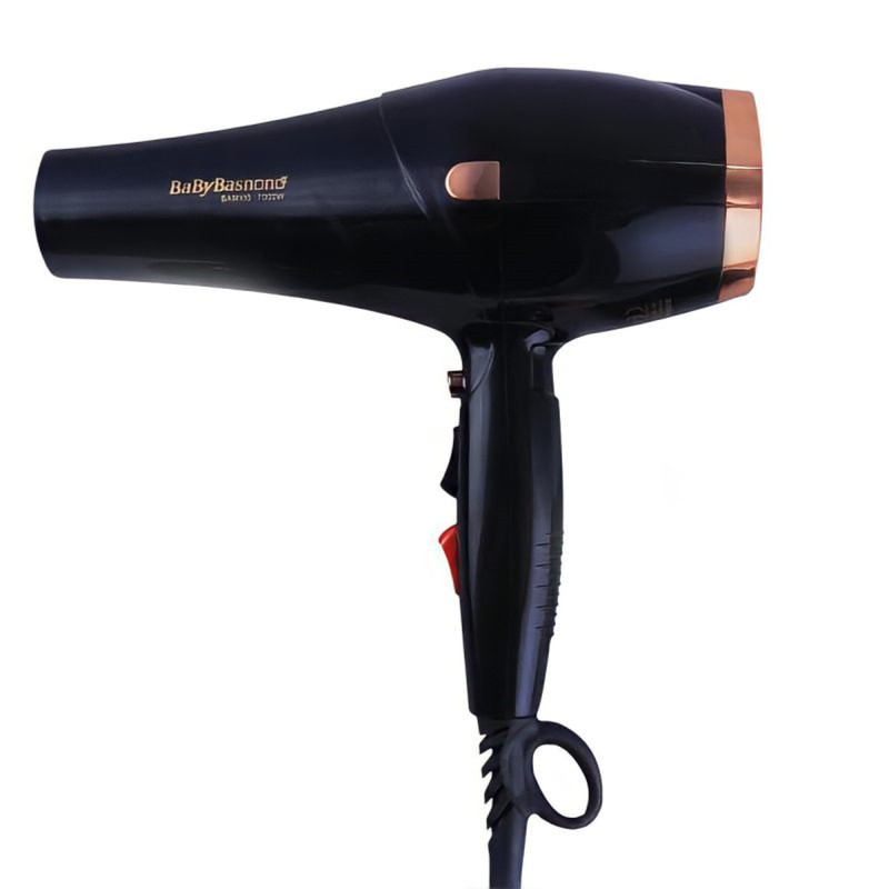 سشوار خانگی 7000 وات بیبی باس نانو مدل BA8960، موتور AC، وزن 700 گرم، دارای سری متمرکزکننده باریک، متمرکزکننده پهن با ویژگی صافکنندگی، حجمدهندگی، با قابلیت باد سرد، فناوری تولید یون
