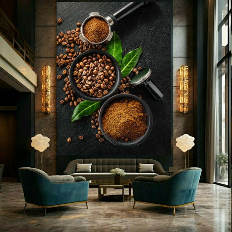 تابلو بوم طرح مخمل پودر قهوه مدل قهوه ساز کد BK23154