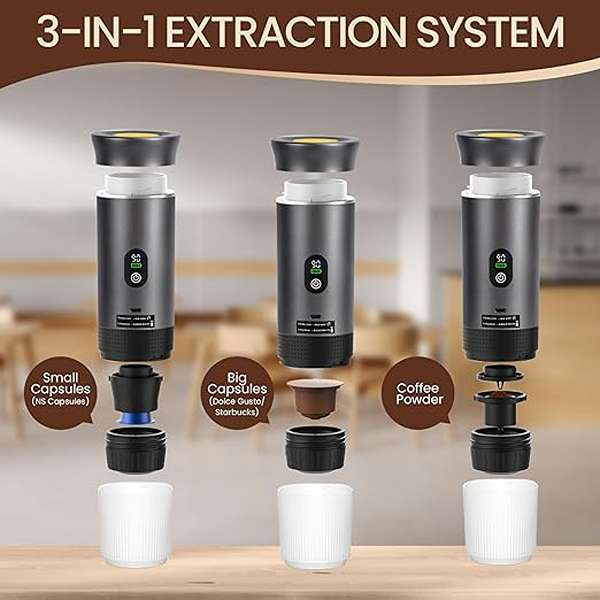 اسپرسوساز سفری مدل نمایشگر دیجیتال LED KF-JN-02