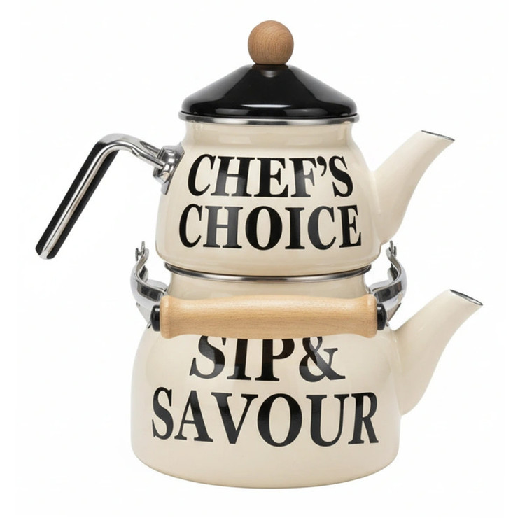 ست کتری و قوری شاهین مدل CHEF گنجایش کتری 2.1 لیتر و گنجایش قوری 1.1 لیتر