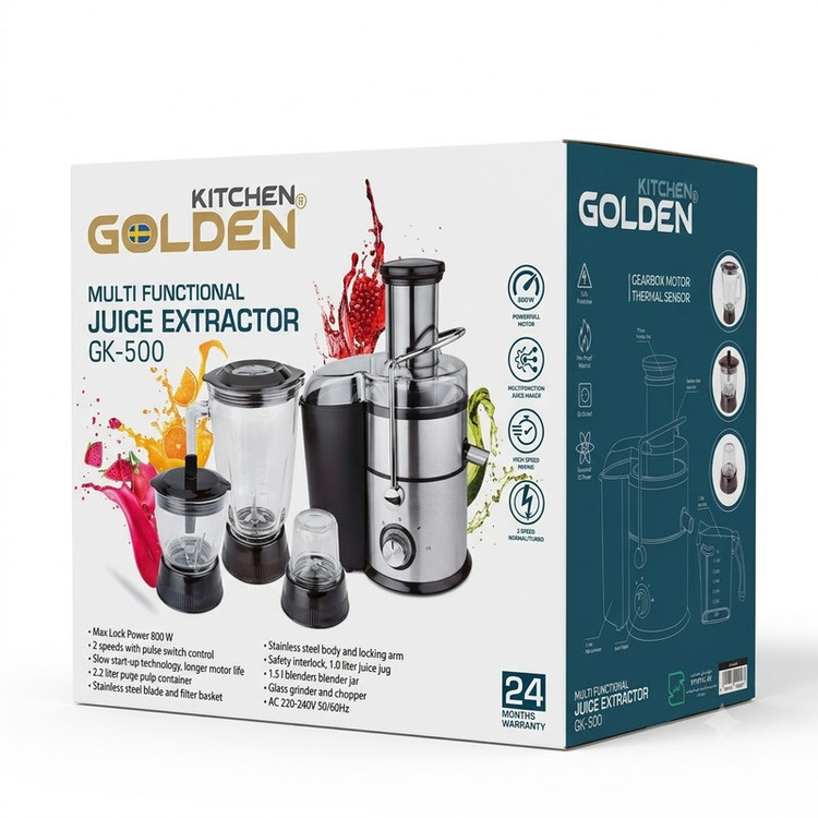آبمیوهگیری چند کاره 800 وات گلدن کیچن مدل Gk500