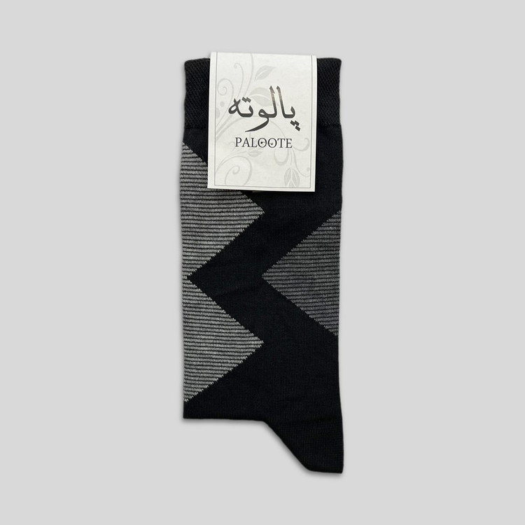 جوراب ساق بلند مردانه پالوته طرح هندسی مدل PLT-P1