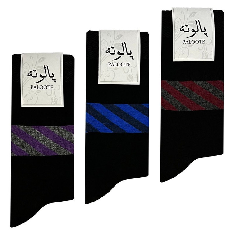 جوراب ساق بلند مردانه پالوته مدل PLT-E2 مجموعه 3 عددی