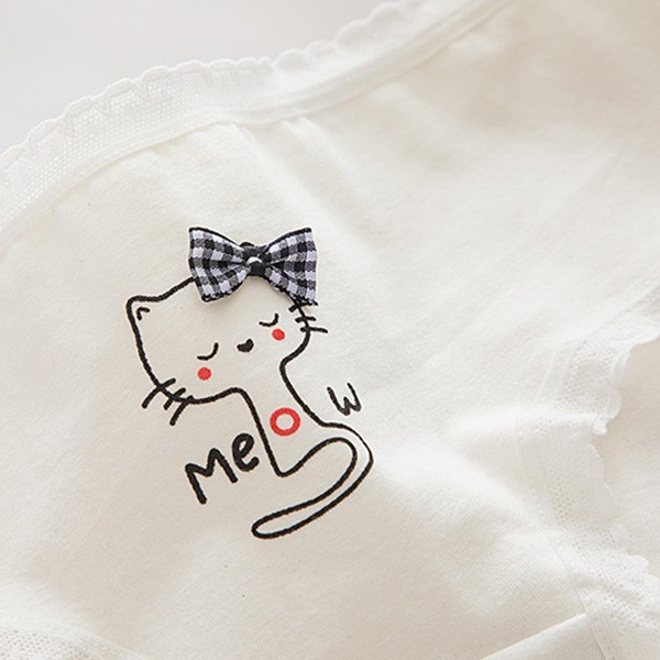 شورت زنانه مدل پنبه ضد حساسیت طرح Meow بسته 5 عددی