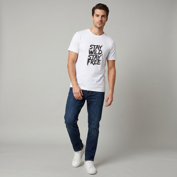 تیشرت آستین کوتاه یقه گرد مردانه دیلمانا مدل Stay Wild Stay Free