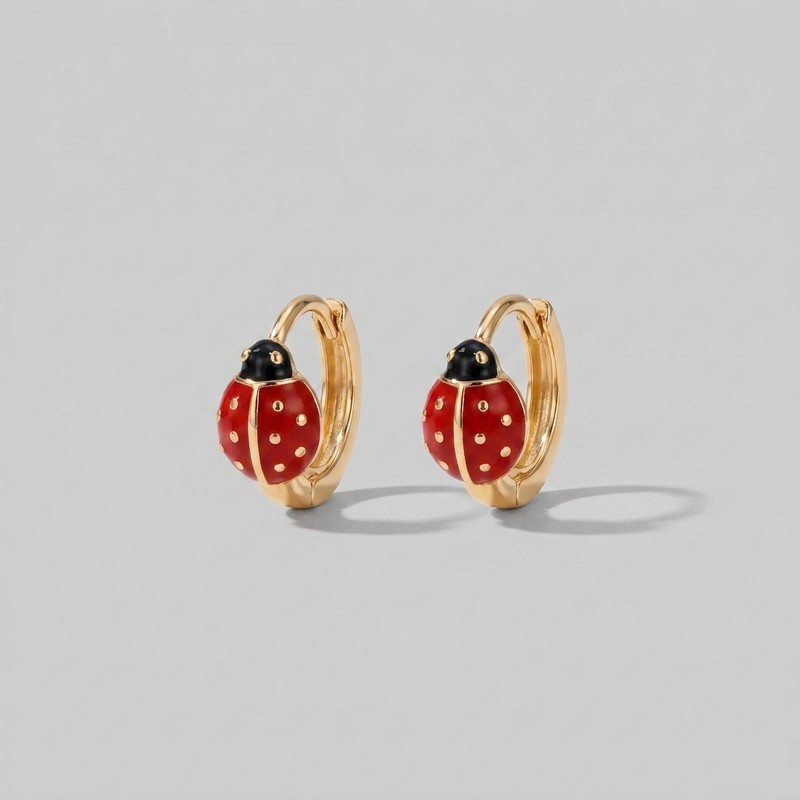 گوشواره حلقه ای زنانه ژوپینگ مدل کفشدوزک bah013