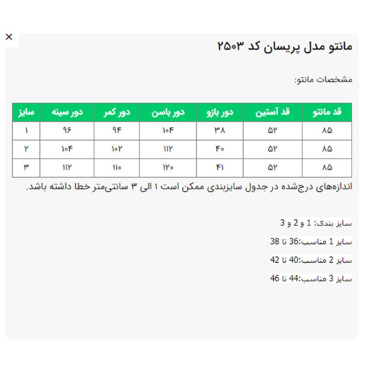 مانتو زیر زانو زنانه السانا مدل پریسان کد 2503