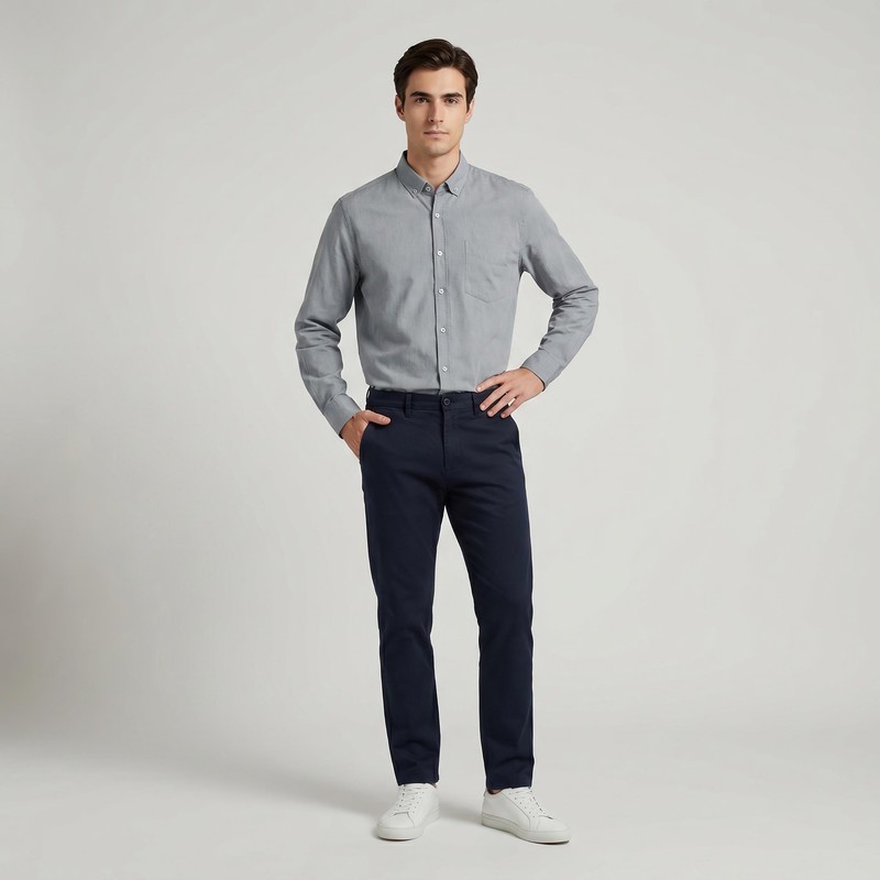 پیراهن آستین بلند یقه برگردان با تنخور معمولی (regular fit) مردانه ایزی دو مدل 159