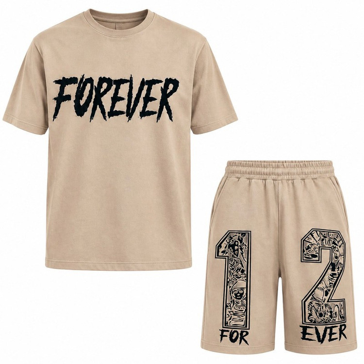 ست تیشرت آستین کوتاه و شلوارک راحتی مردانه مدل FOREVER