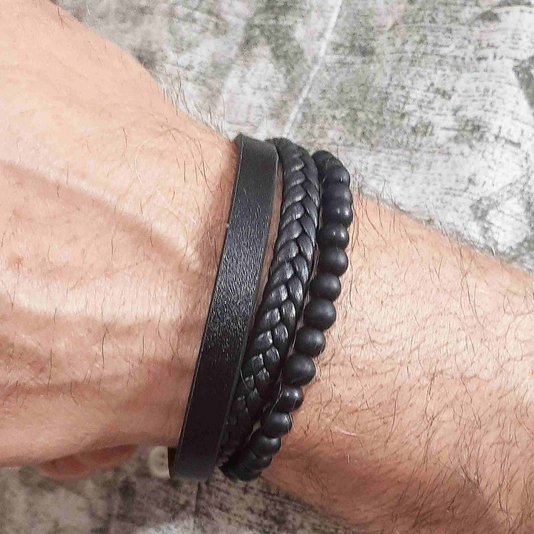 دستبند مردانه مدل گابریل چرم طبیعی کد 9999