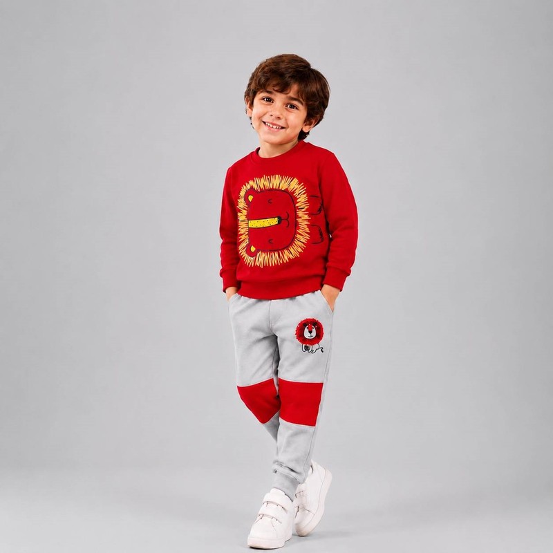 ست سویشرت و شلوار راحتی پسرانه مدل شیر