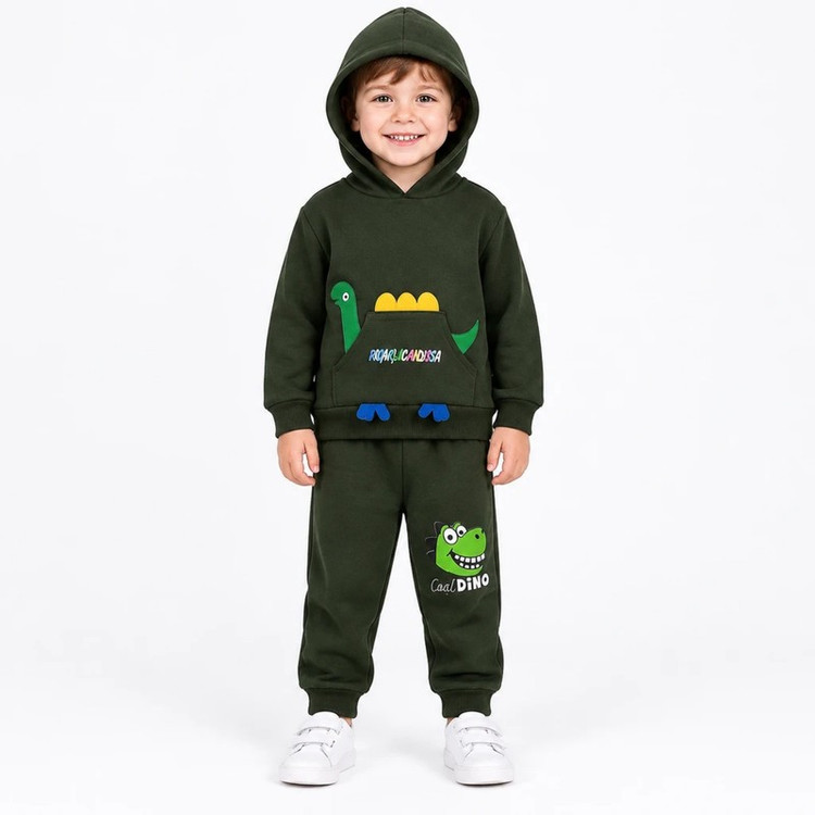 ست هودی و شلوار پسرانه مدل Dinosaur کد M66