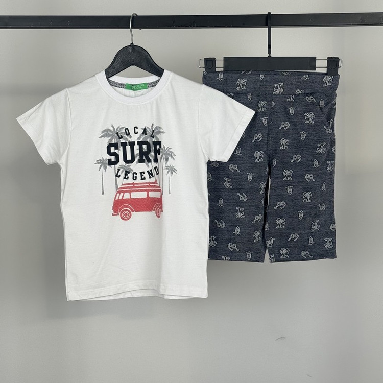 ست تیشرت آستین کوتاه و شلوارک راحتی پسرانه مدل Surf کد ۳۵۰