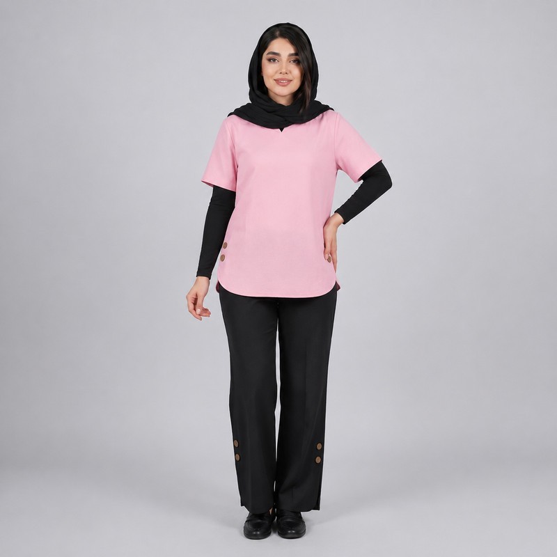 ست تیشرت آستین کوتاه و شلوار راحتی زنانه مدل ترنم