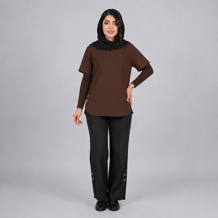 ست تیشرت آستین کوتاه و شلوار راحتی زنانه مدل ترنم
