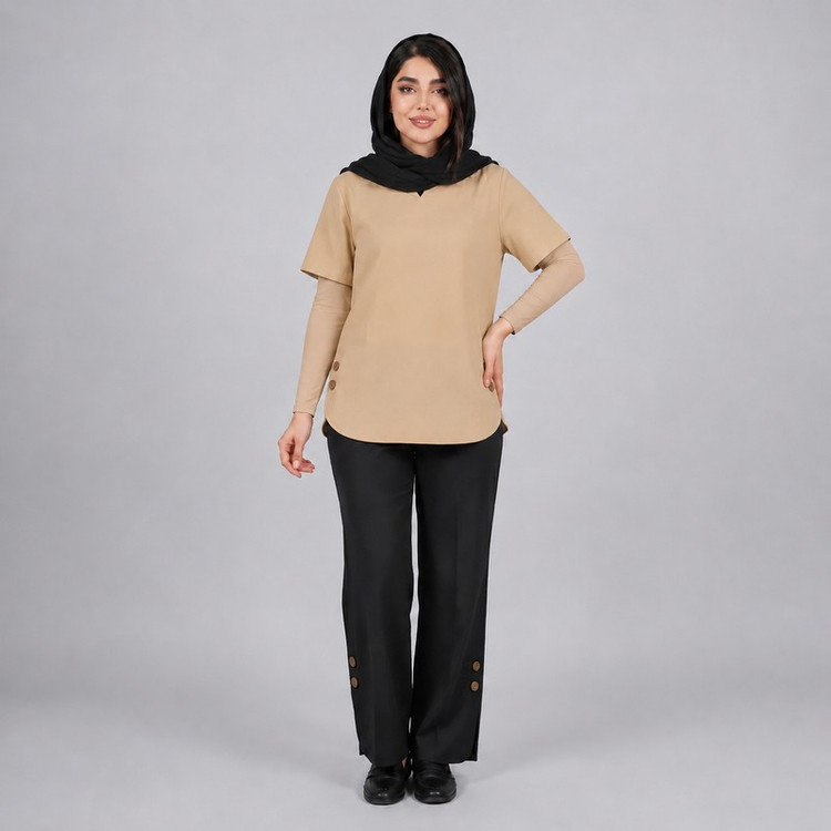 ست تیشرت آستین کوتاه و شلوار راحتی زنانه مدل ترنم