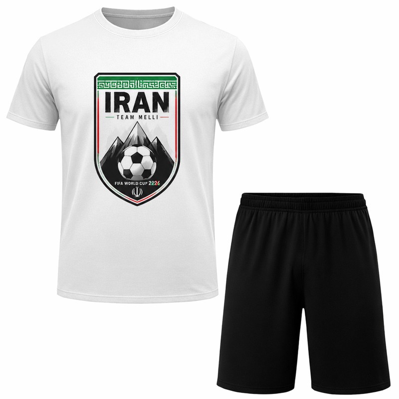 ست تیشرت آستین کوتاه و شلوارک راحتی مردانه مدل A138 طرح تیم ملی