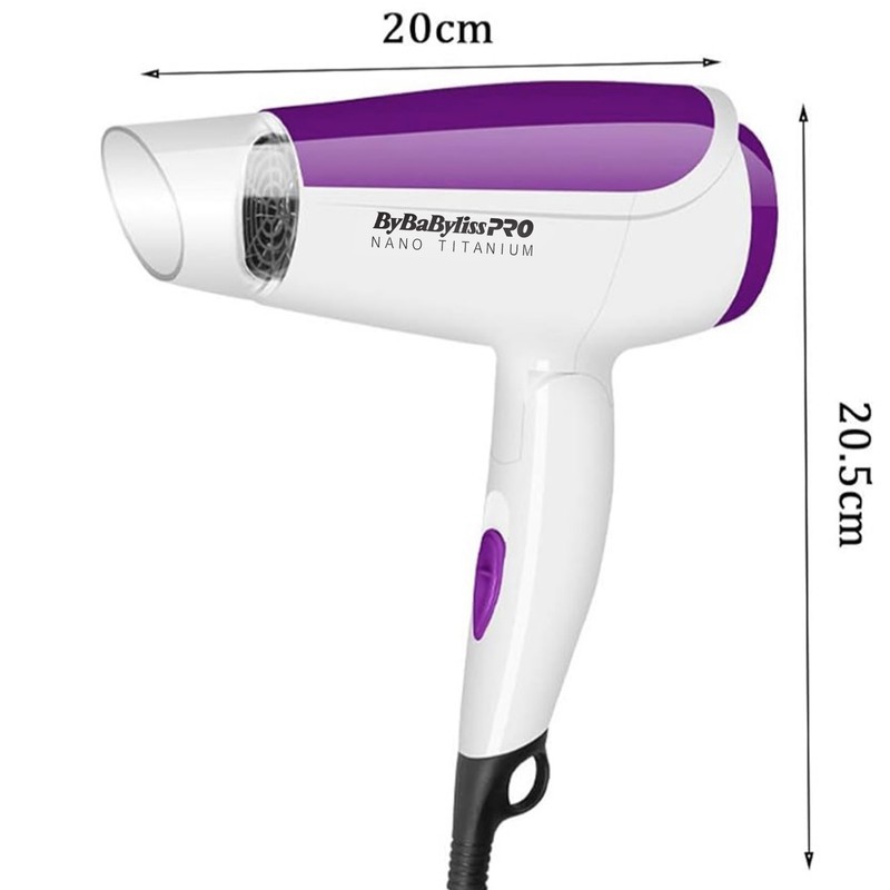 سشوار مسافرتی بای بابیلیس پرو مدل BP-1080 با موتور AC، توان 1600 وات، تنظیمات دما و سرعت سه حالته، عملکرد تولید یون، ...