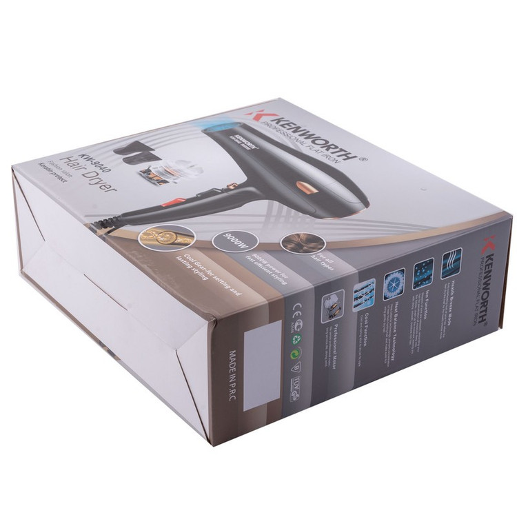 سشوار حرفهای کنورث مدل KW-9040 با موتور AC قدرتمند 9000 وات، تنظیمات دما سه حالته، دو سرعت، فناوری یونیزاسیون، باد سر...