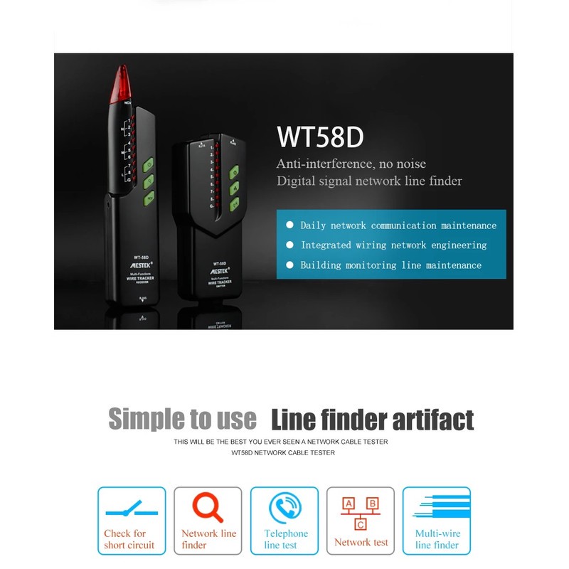 تستر کابل شبکه و ردیاب ولتاژ مستک مدل WT-58D