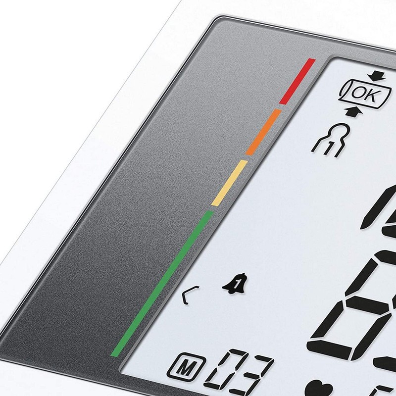 فشارسنج بازویی دیجیتال بیورر مدل BM28 با حافظه 120 رکورد برای 4 کاربر، نمایشگر LCD بزرگ، تشخیص آریتمی، هشدار خطای محا...