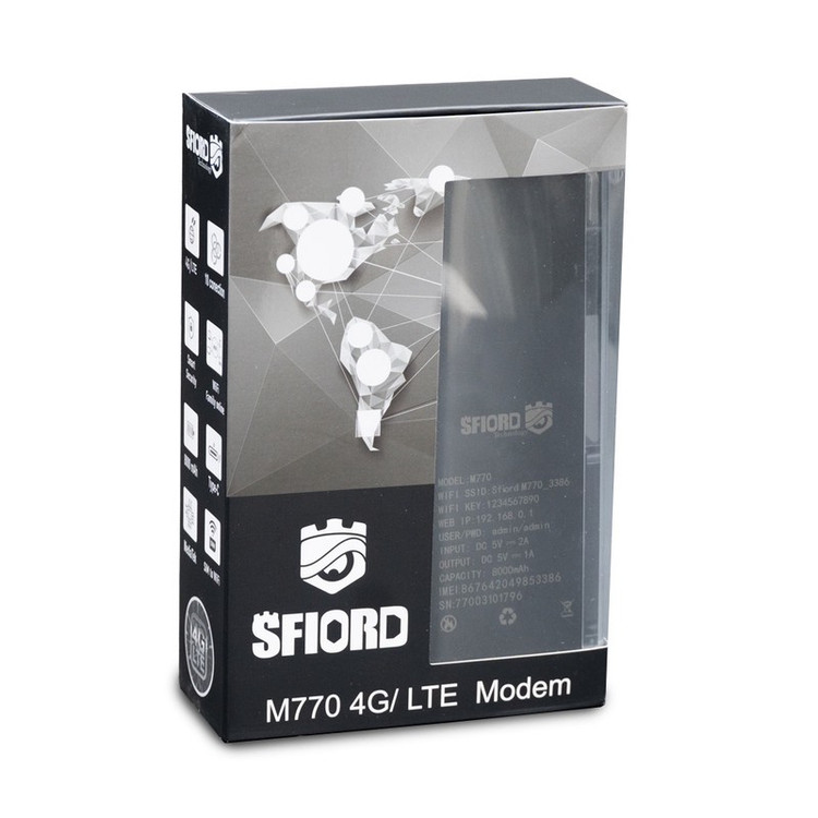 مودم 4G LTE قابل حمل اسفیورد مدل M770 با باتری 8000mAh، پشتیبانی از 10 دستگاه همزمان، سرعت دانلود تا 50Mbps، فایروال ...