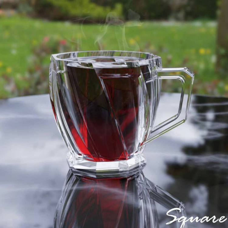 سرویس پذیرایی کریستال 25 پارچه مدل اسکوئر شامل میوهخوری، شیرینیخوری و فنجان با پایه، قندان دربدار، محصول اقتصادی ساخت...