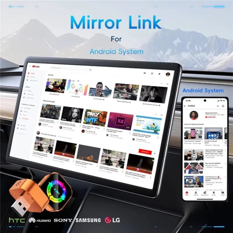 دانگل وایرلس کارپلی، اندروید اتو، میرور لینک و ایر پلی مدل 4in1 Q1A به همراه مبدل USB به USB-C