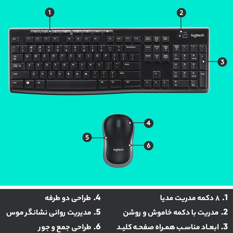 کیبورد و ماوس بی سیم لاجیتک مدل MK275
