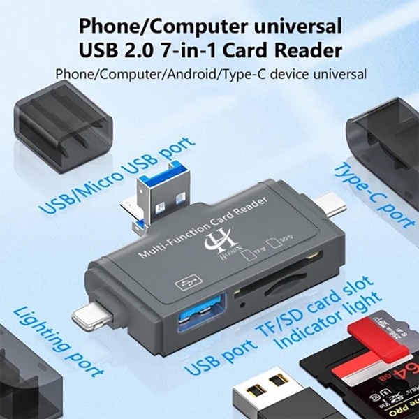 مبدل USB 3.0 OTG به USB-C/ MICROUSB/ لایتنینگ هارمن مدل CARDREADER PRO