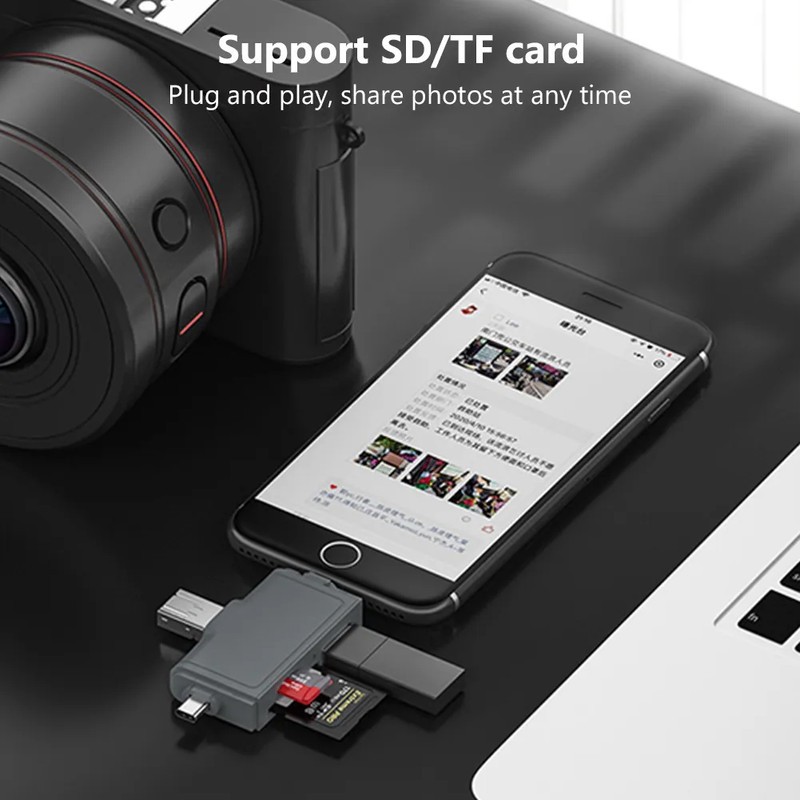 مبدل USB 3.0 OTG به USB-C/ MICROUSB/ لایتنینگ هارمن مدل CARDREADER PRO
