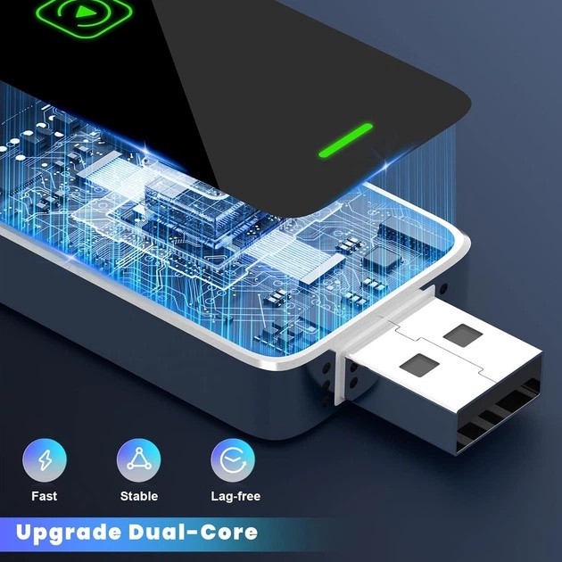 کارپلی و اندروید اتو مدل Wireless P7794 Carplay/Android Auto به همراه مبدل USB به USB-C