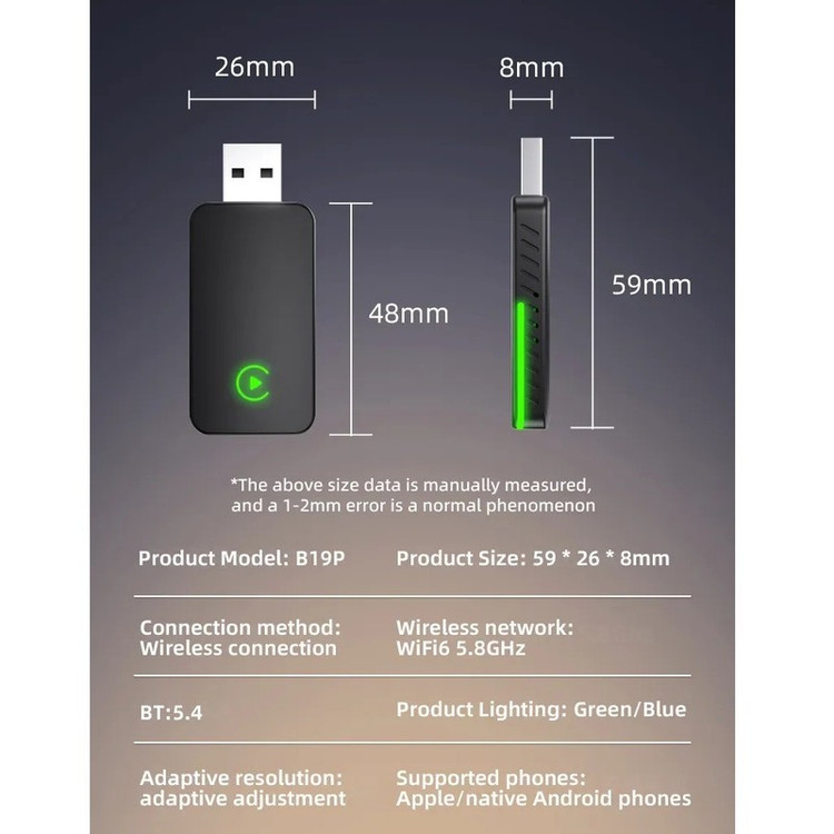 کارپلی و اندروید اتو مدل CP/AA M10 2in1 Carplay/Android Auto به همراه مبدل USB به USB-C