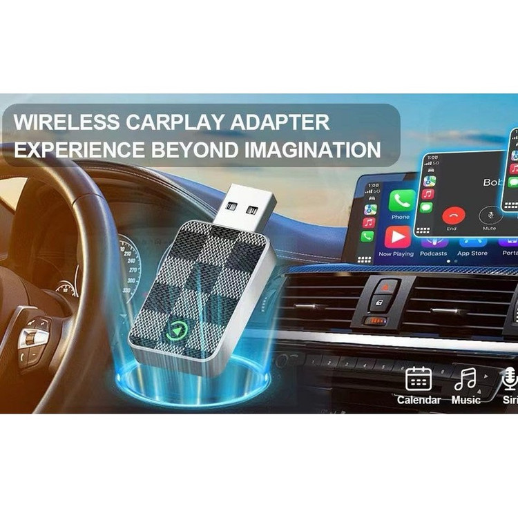 کارپلی و اندروید اتو مدل Wireless CarPlay/Android Auto به همراه مبدل USB به USB-C و کابل افزایش طول USB