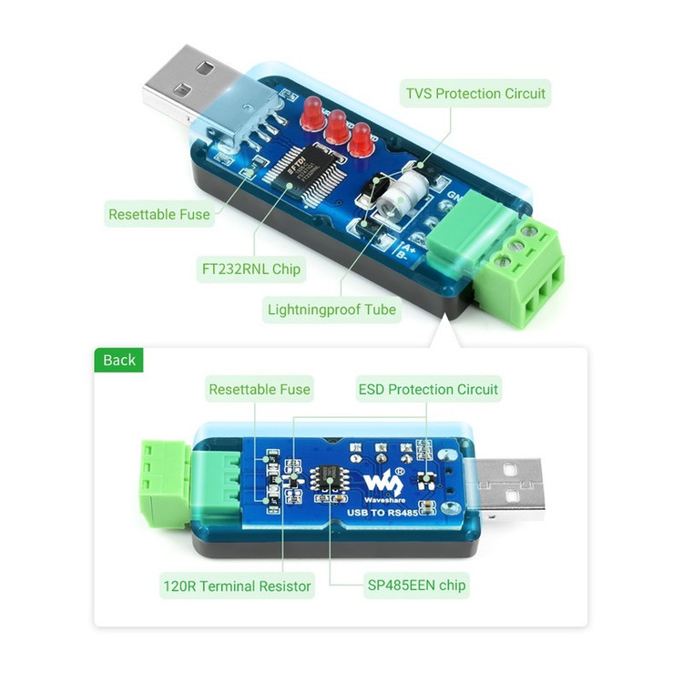 مبدل صنعتی USB به RS485 ویوشیر مدل USB TO RS485