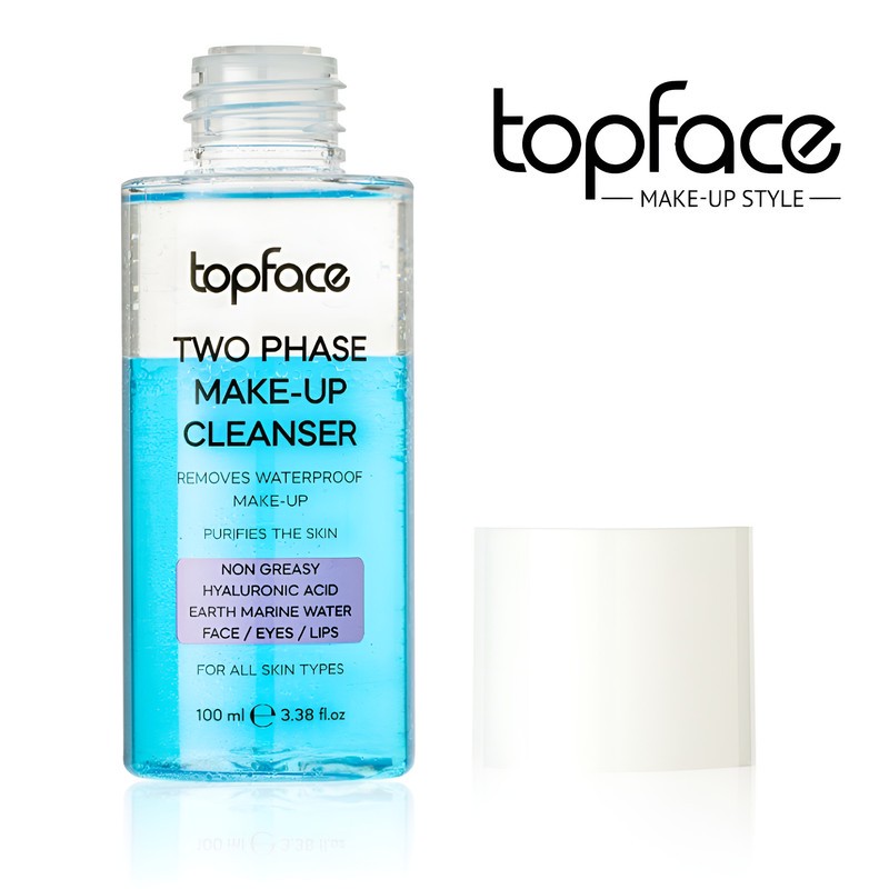 محلول دوفاز پاک کننده آرایش صورت تاپ فیس مدل HYALURONIC مناسب برای انواع پوست حجم 100 میلی لیتر