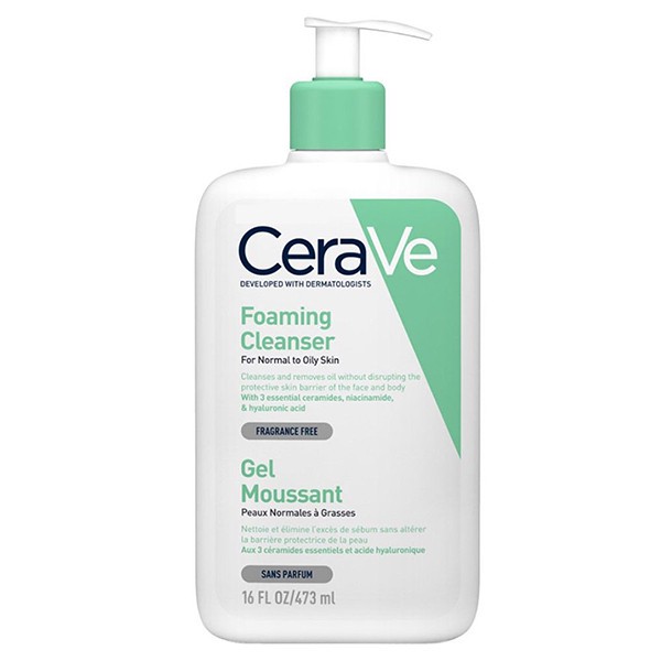 ژل شستشو صورت سراوی مدل foaming cleanser مناسب پوست نرمال تا چرب حجم 473 میلی لیتر